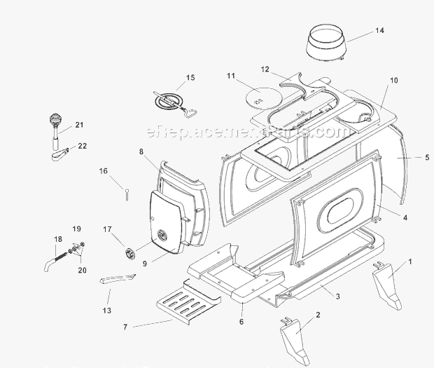 Page A Diagram and Parts List for 1261  US Stove Company Heating Stove